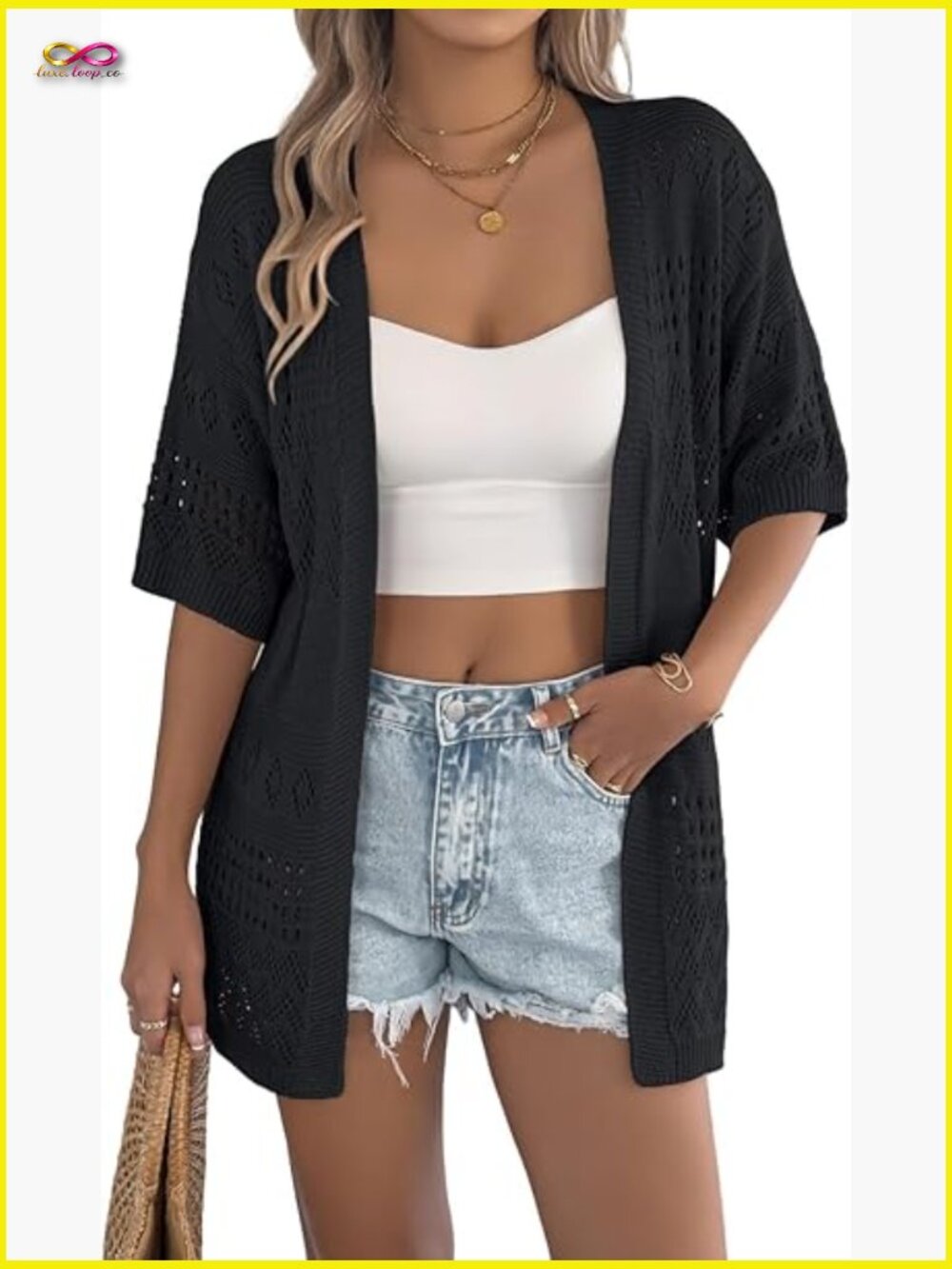 Crochet Cardigan Sweaters for Women Trendy Summer Cover Up Lightweight Beach